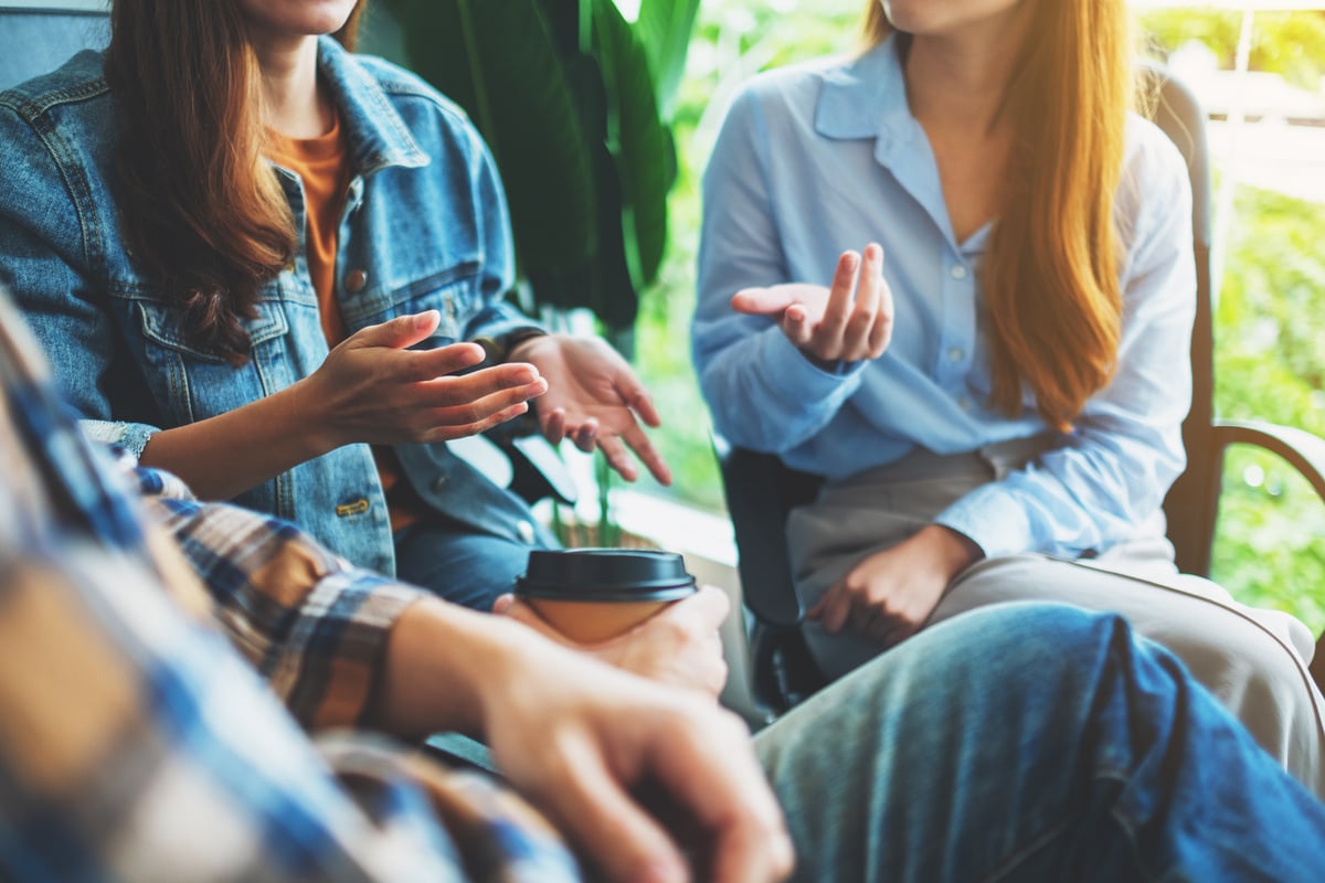 A group of young people talking together